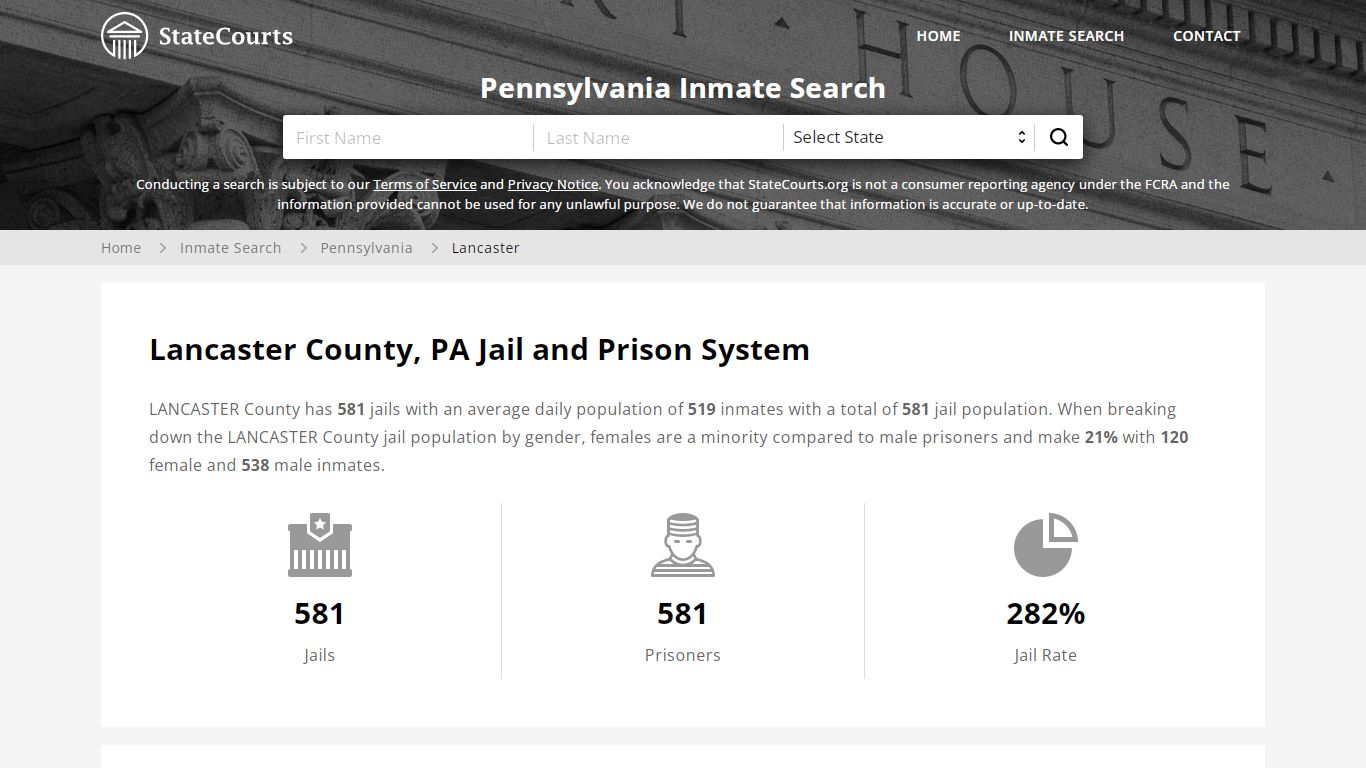 Lancaster County, PA Inmate Search - StateCourts
